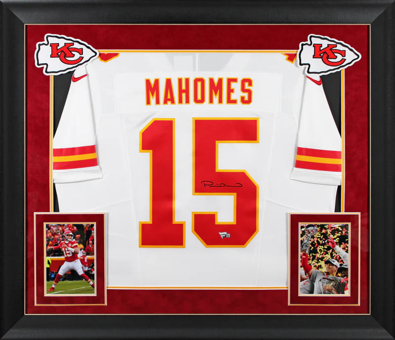 Patrick Mahomes Signed Kansas City Chiefs Framed Football Jersey with Fanatics COA